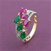 American Diamond Adjustable Ring with 2 Tone Plating