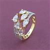 American Diamond Adjustable Ring with 2 Tone Plating