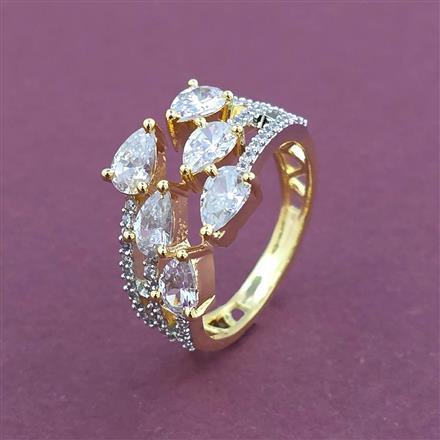 American Diamond Adjustable Ring with 2 Tone Plating