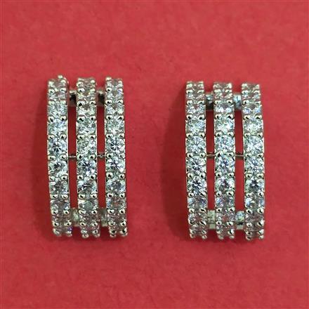 American Diamond Classic Earring with Rhodium Plating 2 Tone Plating Carat Plating