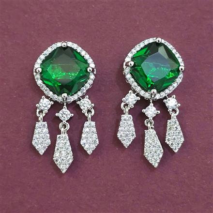 American Diamond Classic Earring with Rhodium Plating