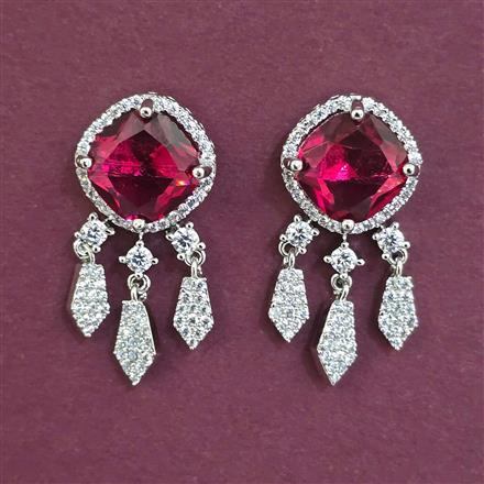 American Diamond Classic Earring with Rhodium Plating