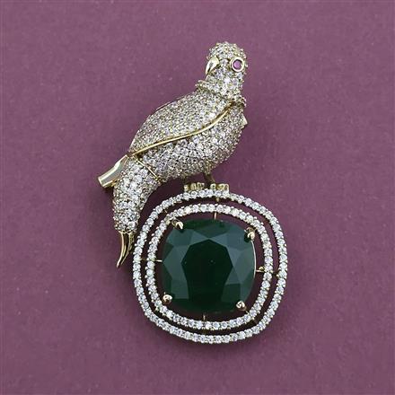 American Diamond Classic Brooch with Mehndi Plating