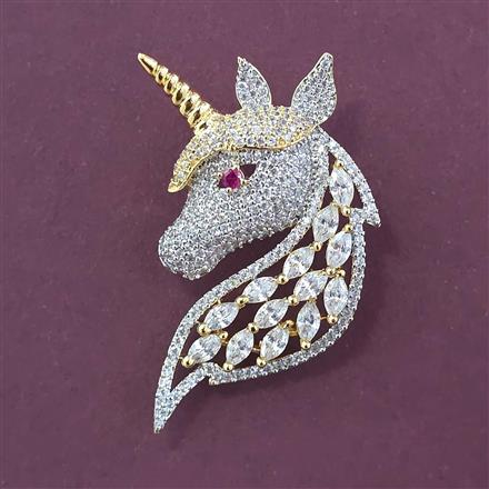 American Diamond Classic Brooch with 2 Tone Plating Mehndi Plating