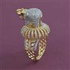American Diamond Adjustable Ring with Rhodium Plating 2 Tone Plating Mehndi Plating
