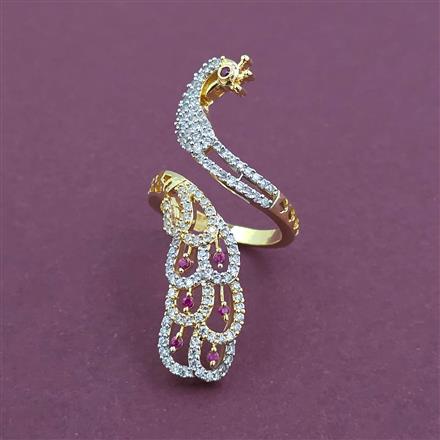 American Diamond Adjustable Ring with 2 Tone Plating