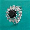 American Diamond Adjustable Ring with Rhodium Plating