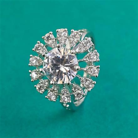 American Diamond Adjustable Ring with Rhodium Plating