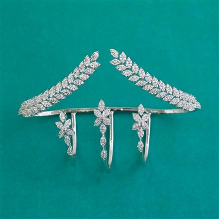 American Diamond Palm Kada with Rhodium Plating 2 Tone Plating