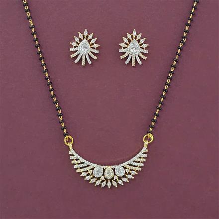 American Diamond Classic Mangalsutra with Rhodium Plating 2 Tone Plating