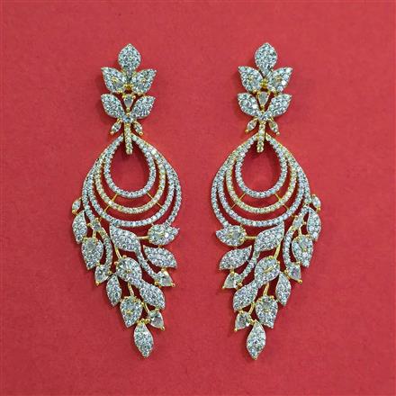American Diamond Classic Earring with Rhodium Plating 2 Tone Plating Mehndi Plating