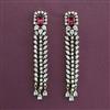 American Diamond Long Earring with Mehndi Plating