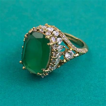 American Diamond Adjustable Ring with Mehndi Plating