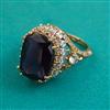 American Diamond Adjustable Ring with Mehndi Plating
