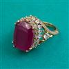 American Diamond Adjustable Ring with Mehndi Plating
