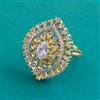American Diamond Adjustable Ring with 2 Tone Plating