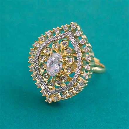 American Diamond Adjustable Ring with 2 Tone Plating