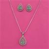 American Diamond Classic Pendant Set with Rhodium Plating
