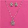 American Diamond Classic Pendant Set with Rhodium Plating