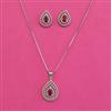 American Diamond Classic Pendant Set with Rhodium Plating