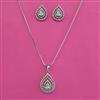 American Diamond Classic Pendant Set with Rhodium Plating