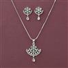 American Diamond Classic Pendant Set with Rhodium Plating
