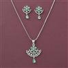 American Diamond Classic Pendant Set with Rhodium Plating