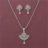 American Diamond Classic Pendant Set with Rhodium Plating