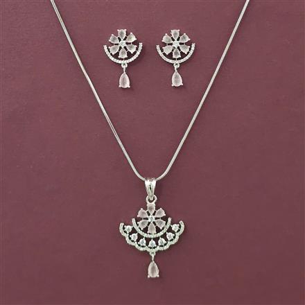 American Diamond Classic Pendant Set with Rhodium Plating