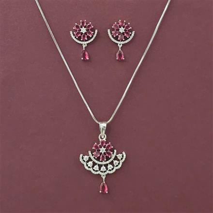American Diamond Classic Pendant Set with Rhodium Plating