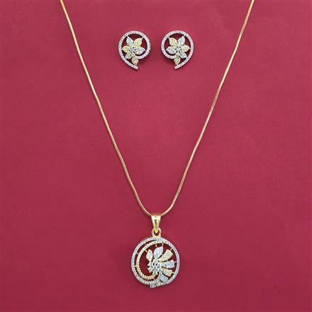 American Diamond Classic Pendant Set with 2 Tone Plating