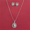 American Diamond Classic Pendant Set with Rhodium Plating