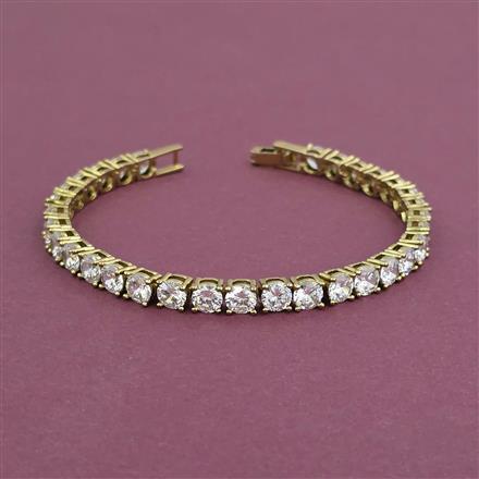 American Diamond Classic Bracelet With Rhodium Plating Mehndi Plating