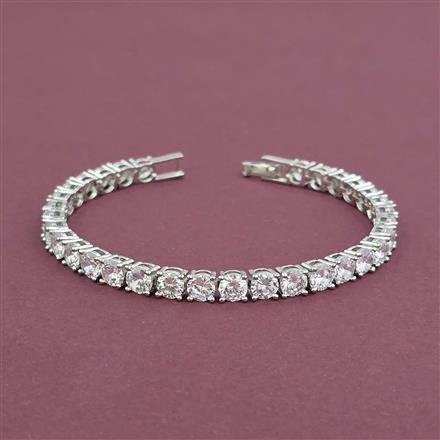 American Diamond Classic Bracelet With Rhodium Plating Mehndi Plating