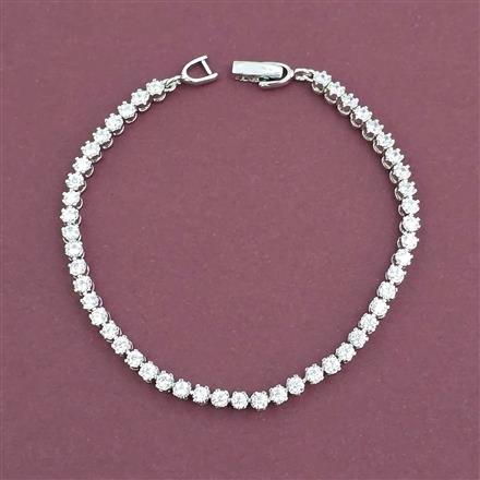 American Diamond Classic Bracelet With Rhodium Plating Mehndi Plating