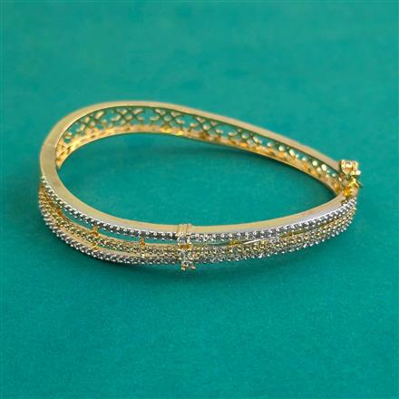 American Diamond Openable kada with Rhodium Plating 2 Tone Plating