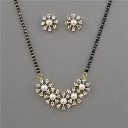 American Diamond Classic Mangalsutra with Rhodium Plating 2 Tone Plating
