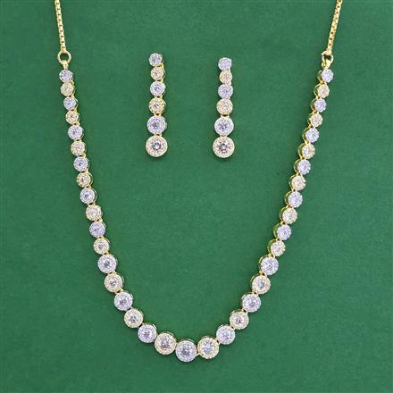 American Diamond Classic Necklace with 2 Tone Plating