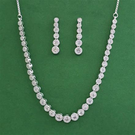 American Diamond Classic Necklace with Rhodium Plating