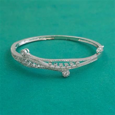 American Diamond Openable kada with Rhodium Plating 2 Tone Plating