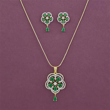 American Diamond Classic Pendant Set with 2 Tone Plating