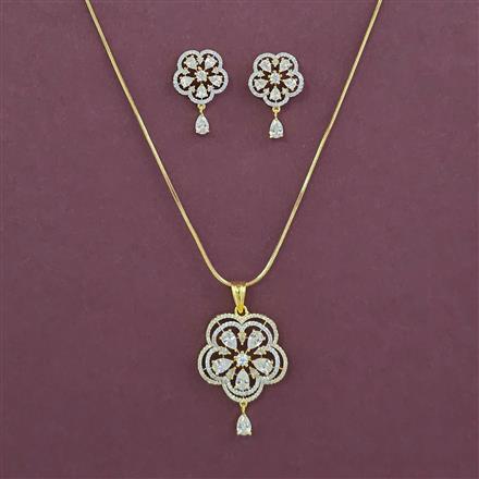 American Diamond Classic Pendant Set with 2 Tone Plating