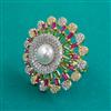 American Diamond Adjustable Ring with 2 Tone Plating
