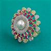 American Diamond Adjustable Ring with 2 Tone Plating