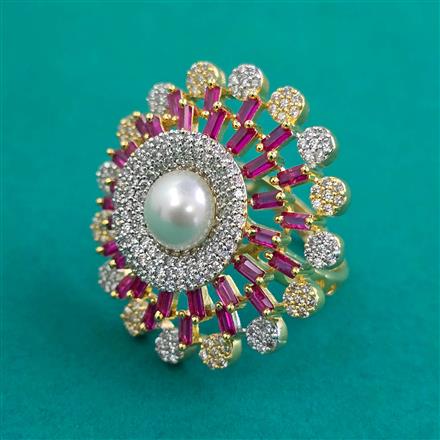 American Diamond Adjustable Ring with 2 Tone Plating
