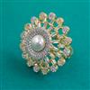 American Diamond Adjustable Ring with 2 Tone Plating