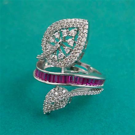 American Diamond Adjustable Ring with Rhodium Plating