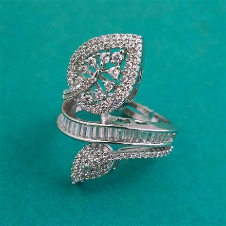 American Diamond Adjustable Ring with Rhodium Plating