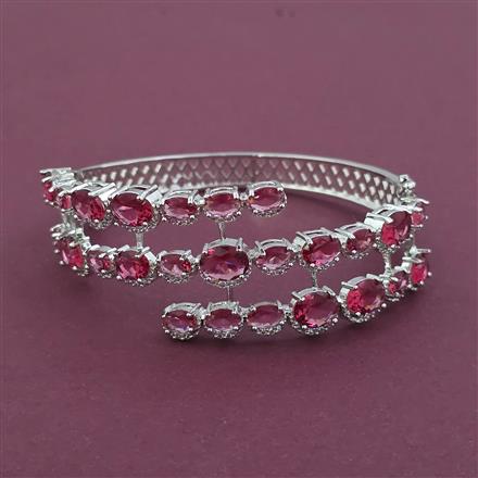 American Diamond Openable kada with Rhodium Plating