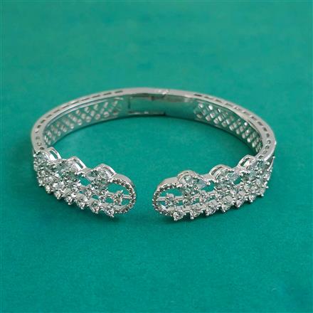 American Diamond Openable kada with Rhodium Plating 2 Tone Plating Mehndi Plating